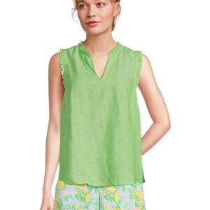 NWT! Lilly Pulitzer Kavalla Sleeveless Ruffle Top, Crocodile Green, Size XS
